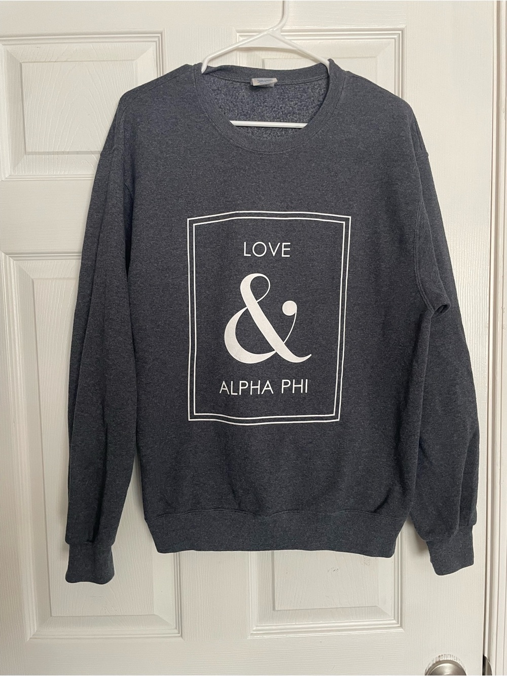 Love & Alpha Phi size Medium Charcoal Crewneck Sweatshirt